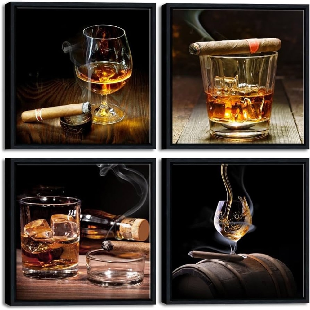 Elegant Whiskey and Cigar Wall Art Set